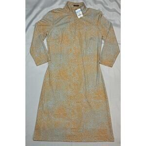 NEW J. McLaughlin 3/4 Sleeve Bedford Dress Size S Light Blue/Orange Python